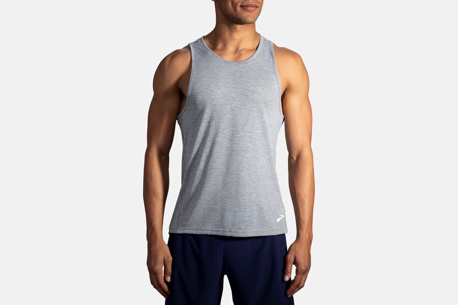 Brooks Men's Distance Tank Tops Heather Ash ( SQEAM2605 )